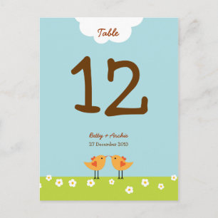 Cute Cartoon Love Birds (Day) Wedding Postcard