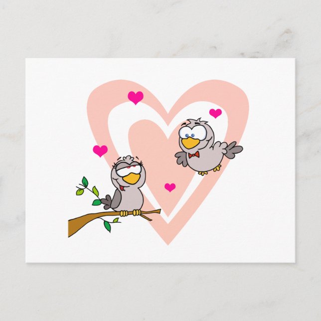 cute cartoon love birds postcard (Front)