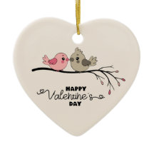 Cute Cartoon Lovebirds on branch Valentine’s Day