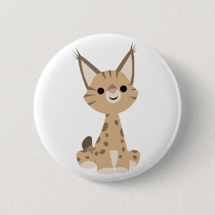 Cute Cartoon Lynx Button Badge