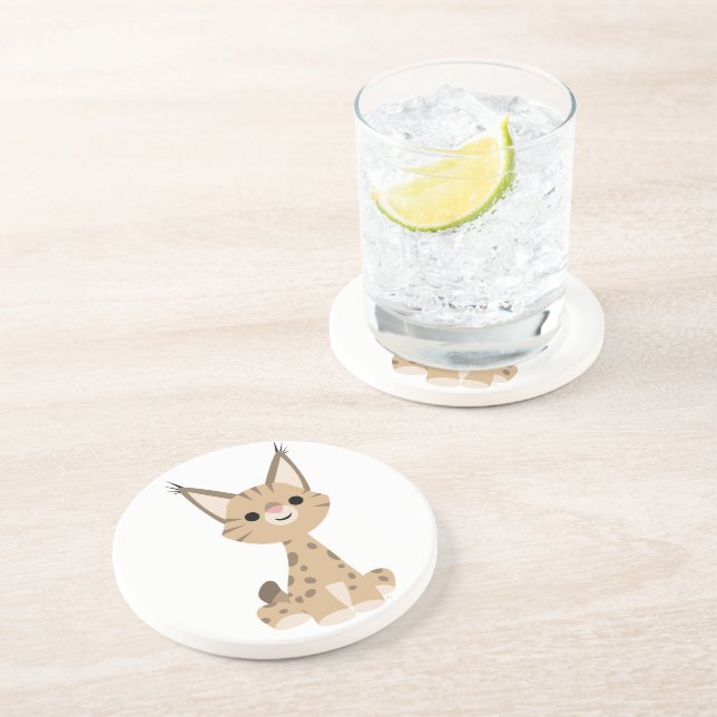 Cute Cartoon Lynx Coaster (Side)