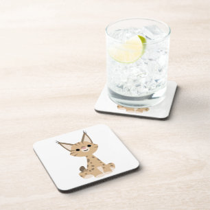 Cute Cartoon Lynx Coasters Set