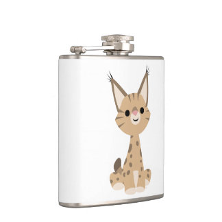 Cute Cartoon Lynx Hip Flask