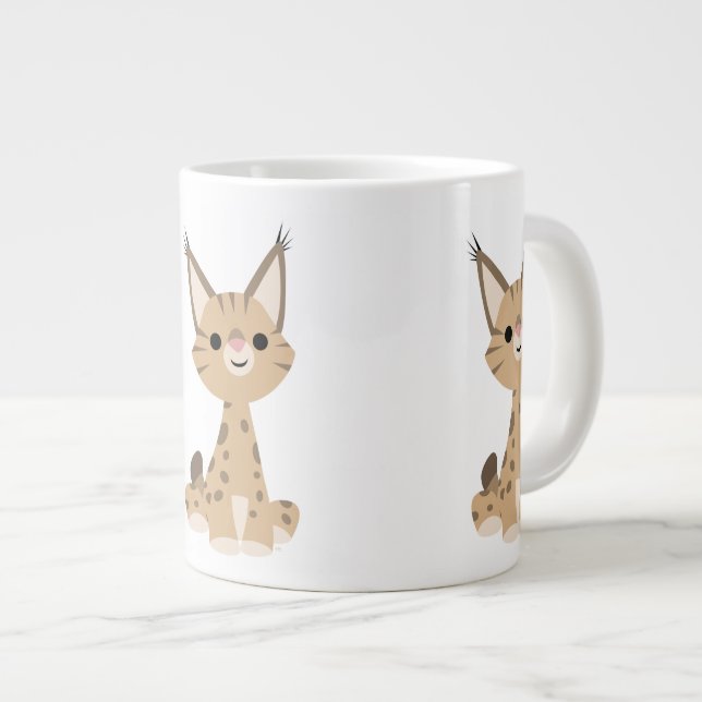 Cute Cartoon Lynx Jumbo Mug (Front Right)
