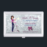 Cute Cartoon Maid Glitter Cleaning Service Business Card Holder<br><div class="desc">Cute Silver Faux Glitter Sparkle Cleaning Services Business Card. Easily personalise this cute business card holder to hold all your cards and to stand out and make a great impression. Professional and unique design for any type of cleaning company. Add your name and details to make this your very own....</div>