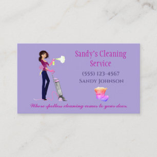 Cute Cartoon Maid Professional Cleaning Services Business Card
