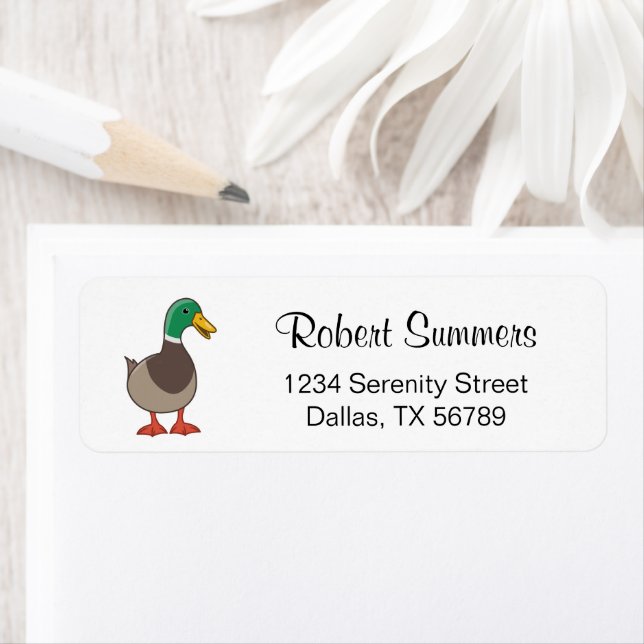 Cute Cartoon Mallard Duck Return Address (Insitu)