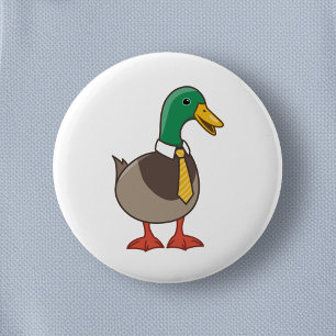 Cute Cartoon Mallard Duck with a Tie 6 Cm Round Badge