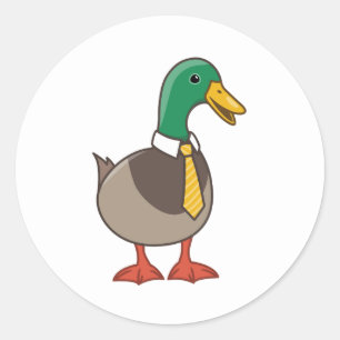 Cute Cartoon Mallard Duck with a Tie Classic Round Sticker