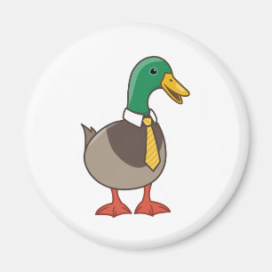 Cute Cartoon Mallard Duck with a Tie Magnet