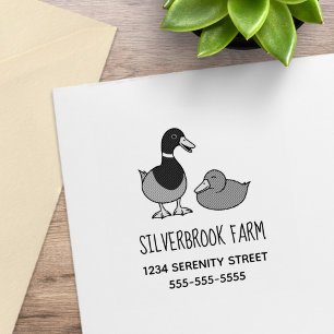Cute Cartoon Mallard Ducks Pair Farm Address Rubber Stamp