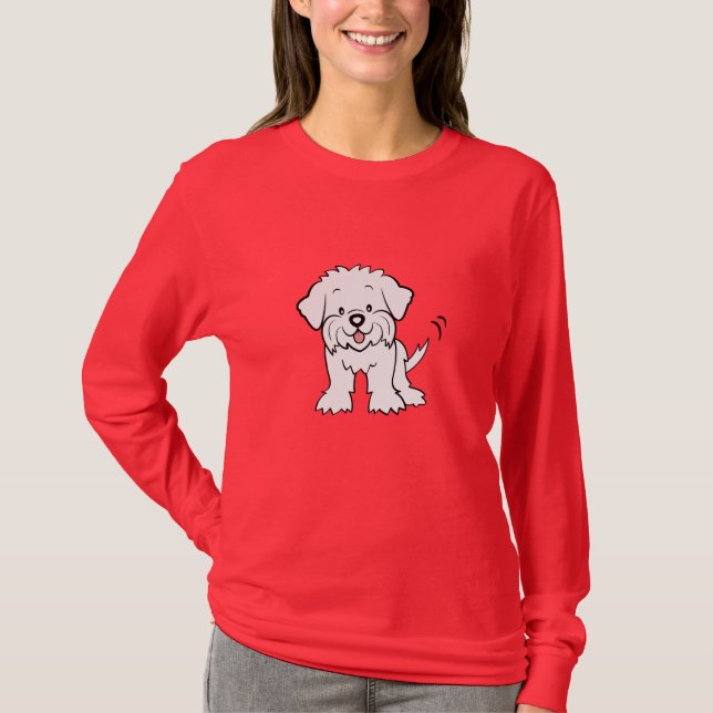 Cute Cartoon Maltese Long Sleeve T-Shirt (Front)