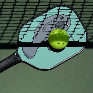 Cute Cartoon Manatee Personalised Pickleball Paddle