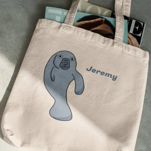 Cute Cartoon Manatee Personalised Tote Bag