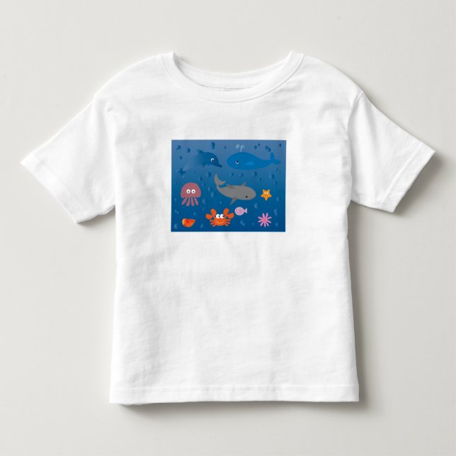 Cute Cartoon Marine Life Toddler T-Shirt (Front)