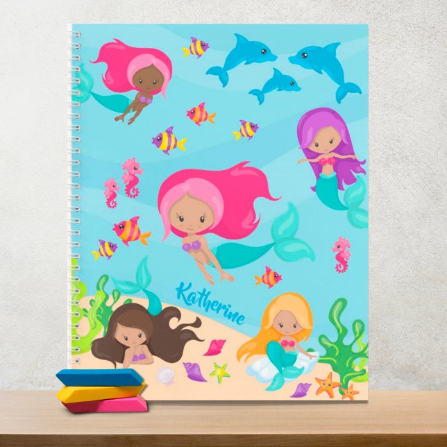 Cute Cartoon Mermaid Little Girl Under the Sea Notebook (Creator Uploaded)