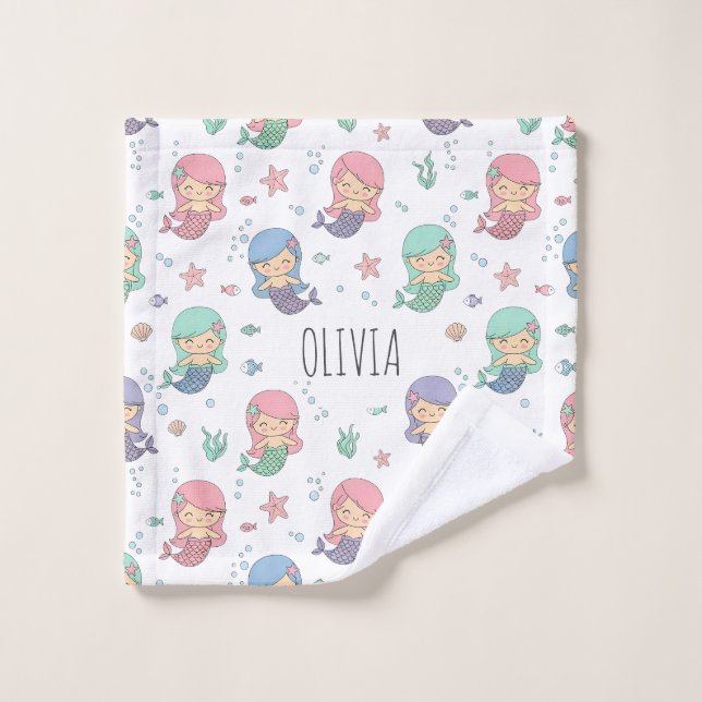 Cute Cartoon Mermaid Pattern Wash Cloth (Wash Cloth)