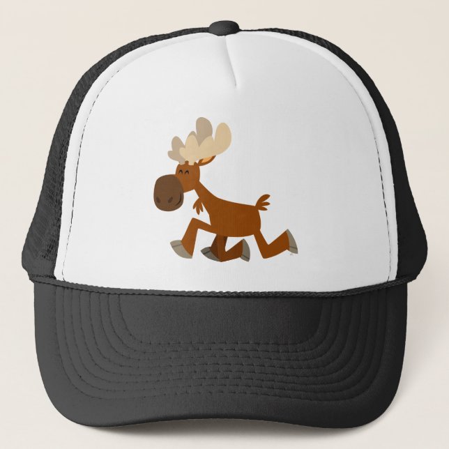 Cute Cartoon Merry Moose Trucker Hat (Front)