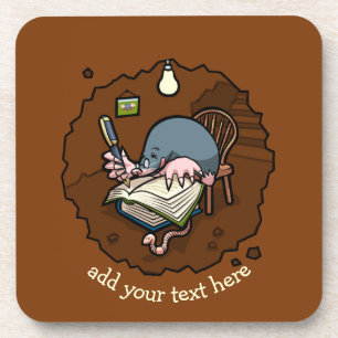 Cute Cartoon Mole Novelist Writing Book In Burrow Coaster
