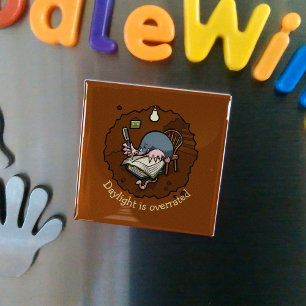 Cute Cartoon Mole Novelist Writing Book In Burrow Magnet