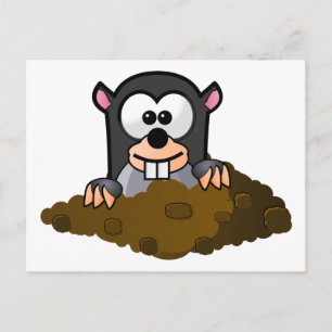 Cute Cartoon Mole Popping Up Out of the Ground Postcard