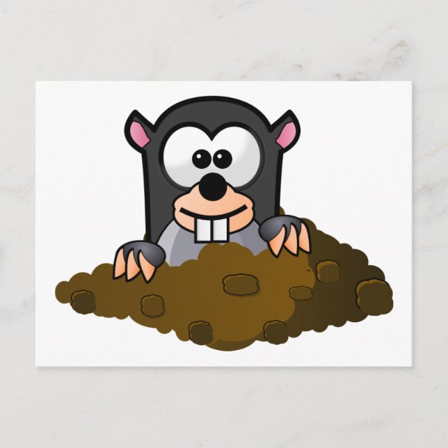 Cute Cartoon Mole Popping Up Out of the Ground Postcard (Front)