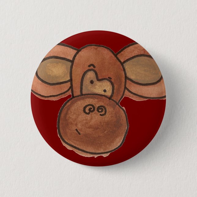 Cute Cartoon Monkey Button (Front)