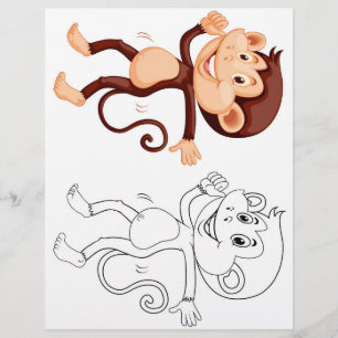 Cute cartoon monkey colouring page