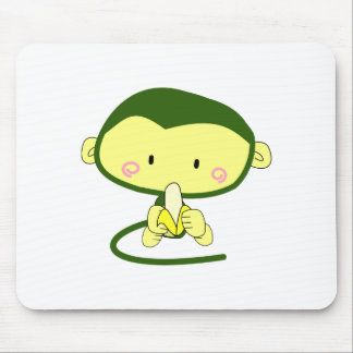 Cute Cartoon Monkey Eating A Banana Mouse Pad