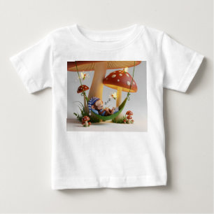 Cute Cartoon Monkey Sleeping in a Magic Mushroom F Baby T-Shirt