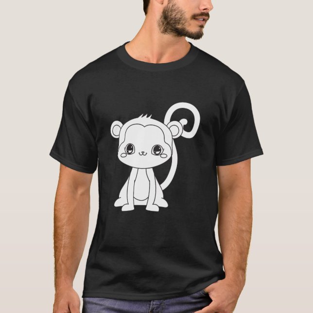 Cute Cartoon Monkey  T-Shirt (Front)