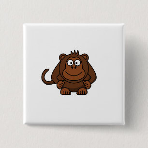 Cute Cartoon Monkey Template 15 Cm Square Badge