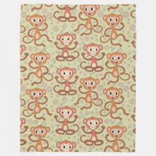 Cute Cartoon Monkeys Fleece Blanket