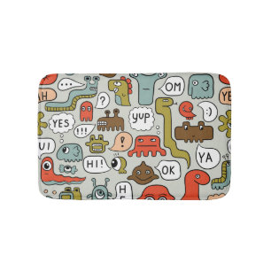 Cute Cartoon Monsters: Seamless Background Bath Mat