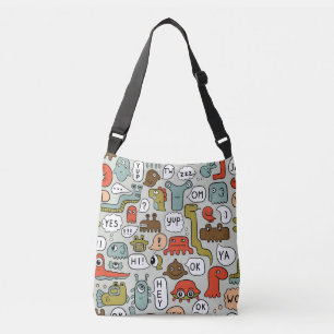 Cute Cartoon Monsters: Seamless Background Crossbody Bag