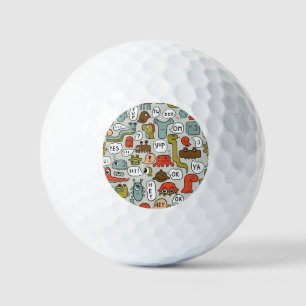 Cute Cartoon Monsters: Seamless Background Golf Balls