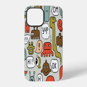 Cute Cartoon Monsters: Seamless Background iPhone 12 Case
