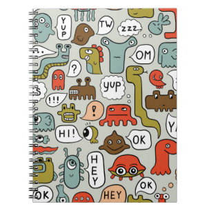 Cute Cartoon Monsters: Seamless Background Notebook