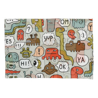 Cute Cartoon Monsters: Seamless Background Pillowcase
