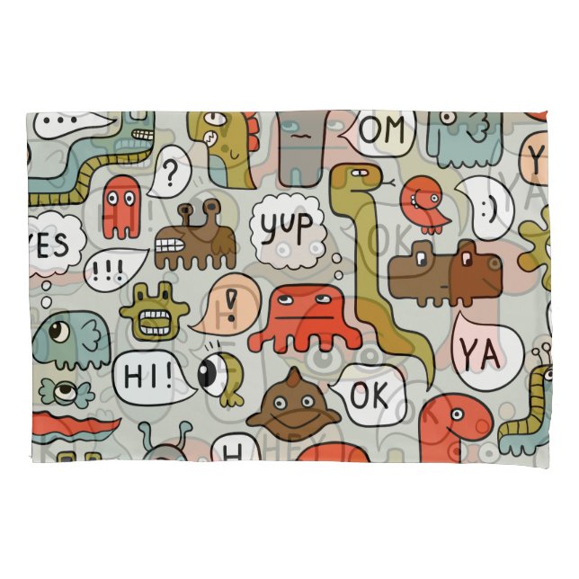 Cute Cartoon Monsters: Seamless Background Pillowcase (Front)