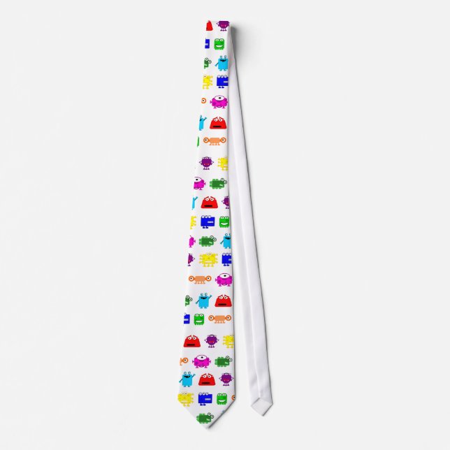 Cute Cartoon Monsters Tie (Front)