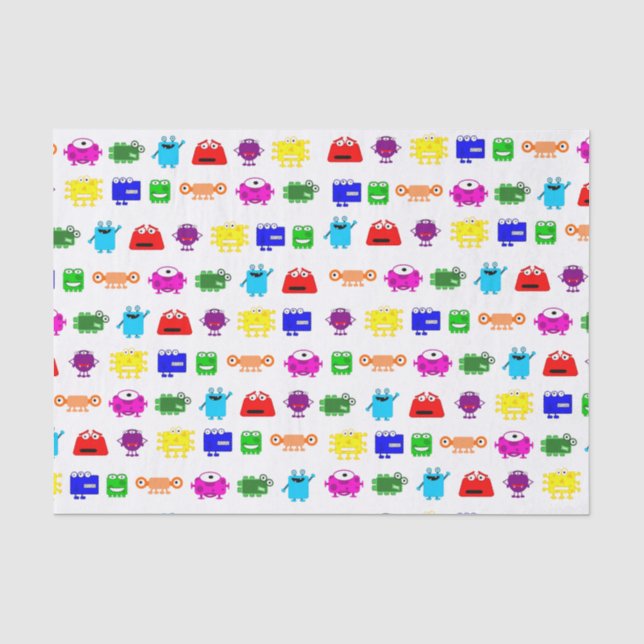 Cute Cartoon Monsters Tissue Paper (Front)