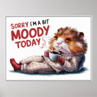 Cute Cartoon Moody Hamster in PJs Poster