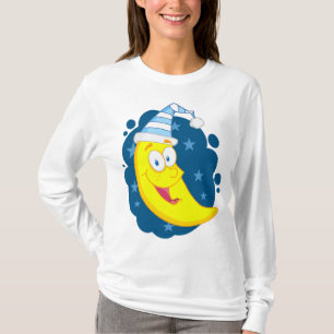 Cute Cartoon Moon Banana in Nightcap T-Shirt