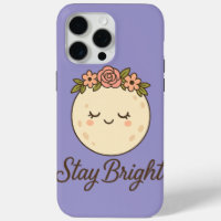 Cute Cartoon Moon with Flower Crown Sticker