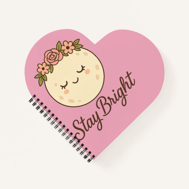 Cute Cartoon Moon with Flower Crown Sticker  Notebook (Front)