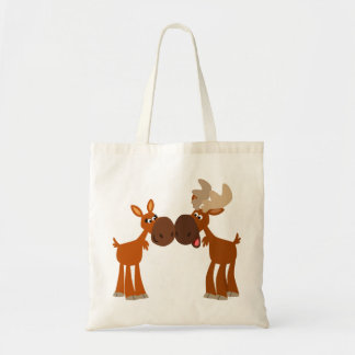 Cute Cartoon Moose Couple in Love Bag