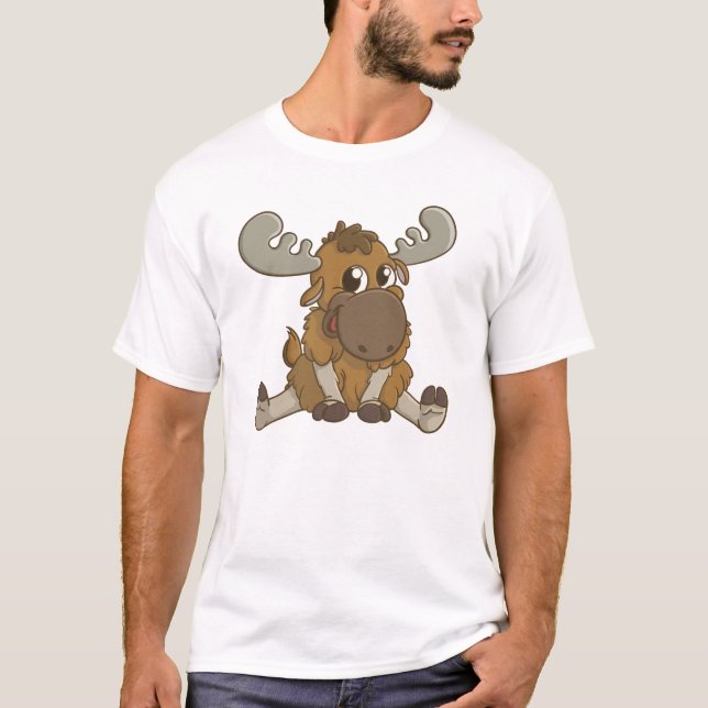 Cute Cartoon Moose T-Shirt (Front)
