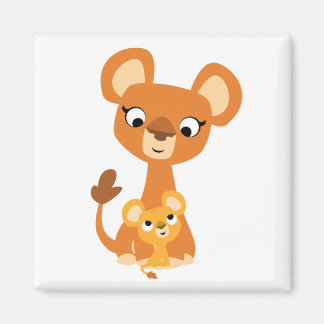Cute Cartoon Mother Lion and cub magnet