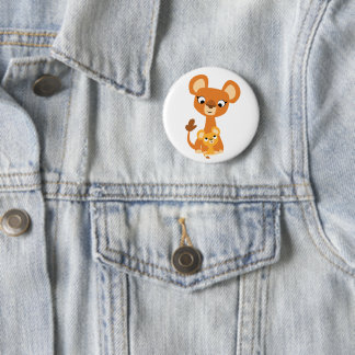 Cute Cartoon Mother Lioness and Cub 6 Cm Round Badge
